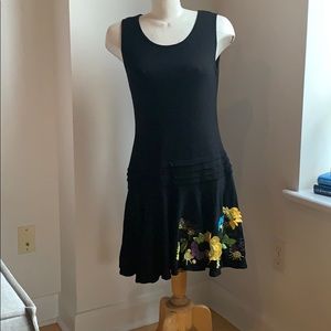 Paul Brial Dress with Flower Appliqué